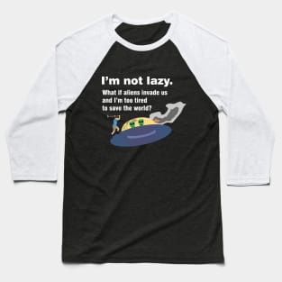 Lazy People Fight Alien UFO Baseball T-Shirt